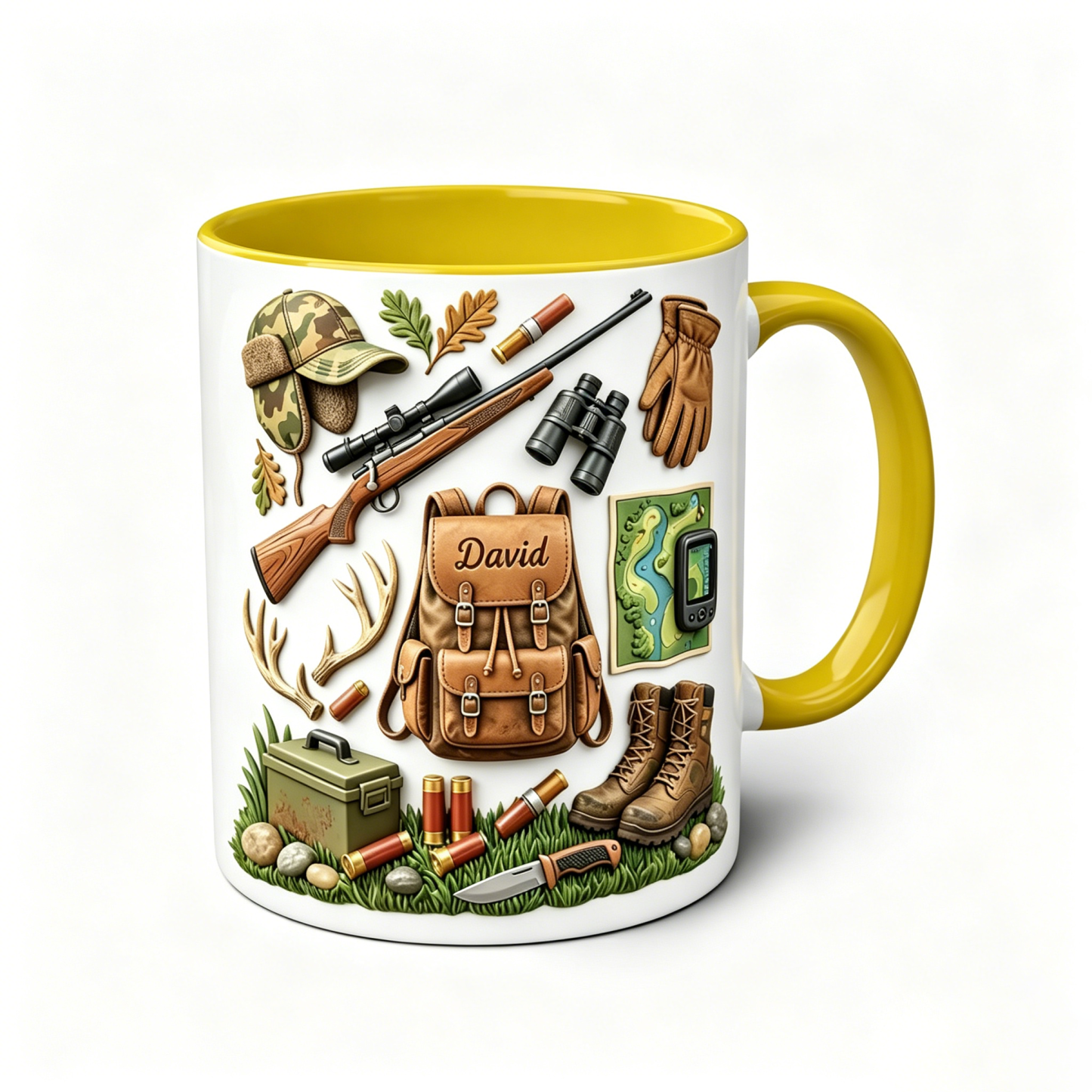 Custom Name Hunting Accent Mug, Nature Lover Hunter Coffee Mug