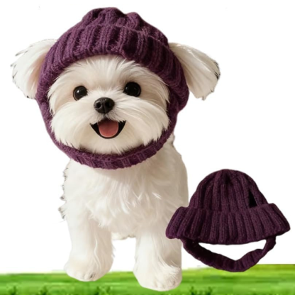 🔥NEW YEAR SALE  - 🐾Red Wool Knit Dog Beanie with Ear Flaps – Warm Winter Hat