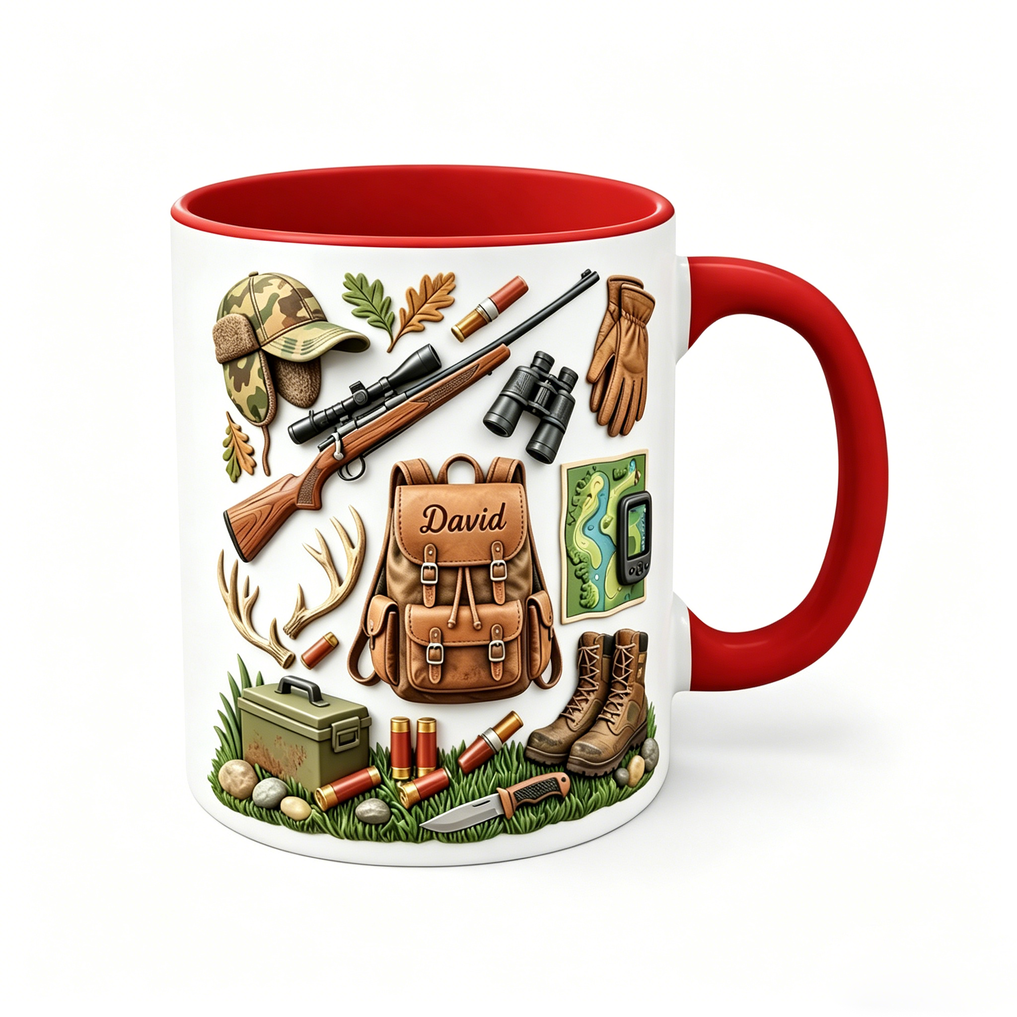 Custom Name Hunting Accent Mug, Nature Lover Hunter Coffee Mug