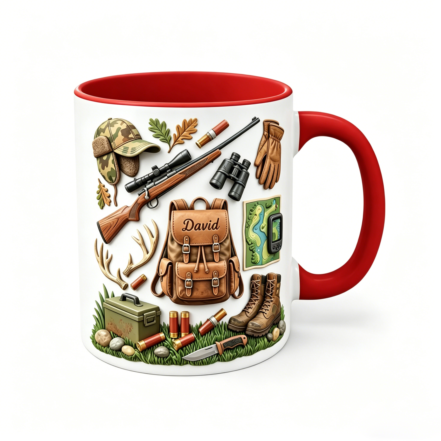 Custom Name Hunting Accent Mug, Nature Lover Hunter Coffee Mug