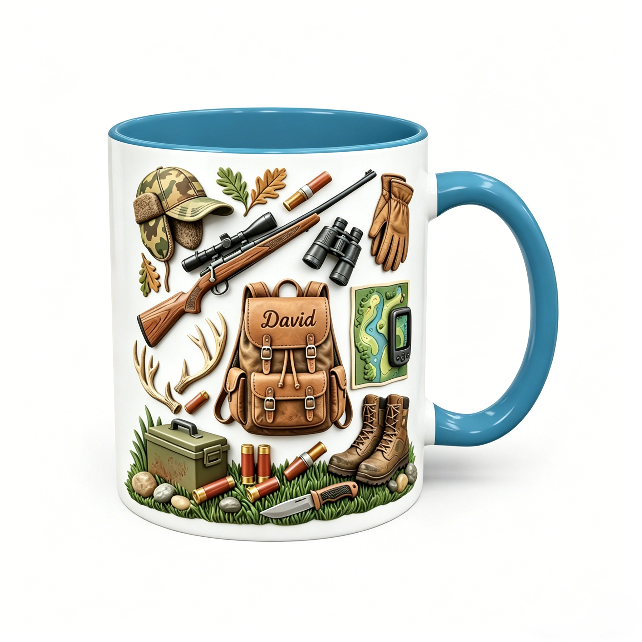 Custom Name Hunting Accent Mug, Nature Lover Hunter Coffee Mug