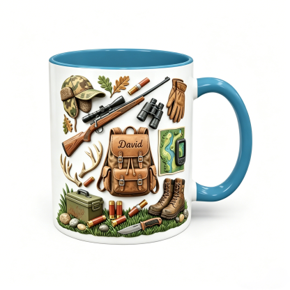Custom Name Hunting Accent Mug, Nature Lover Hunter Coffee Mug