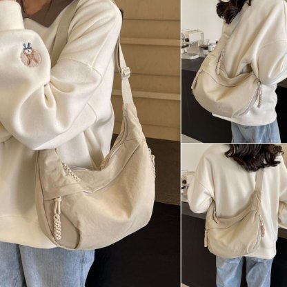 ⏰Designer Direct Sales👜Women's Fashion Plain Color Nylon Crossbody Hobo Bag