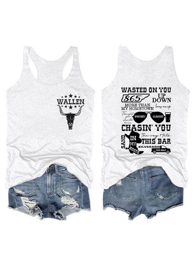 Women's Wallen Last Night We Let The Liquor Talk Print Vest