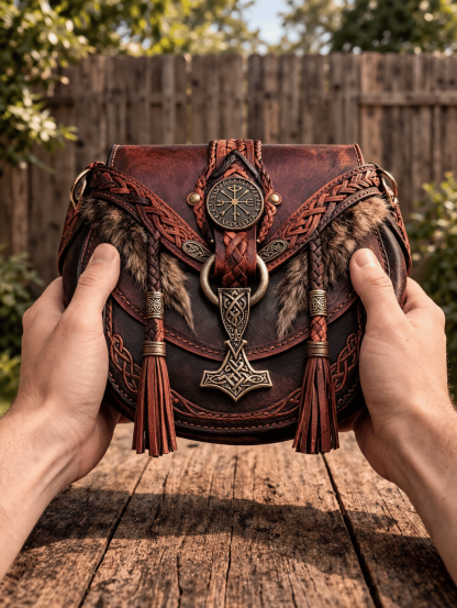 ⚔️ 👜Nathan's Viking Bags - 💕Perfect for men and women who love travel and adventure (✨Crossbody Strap Included) - Brown