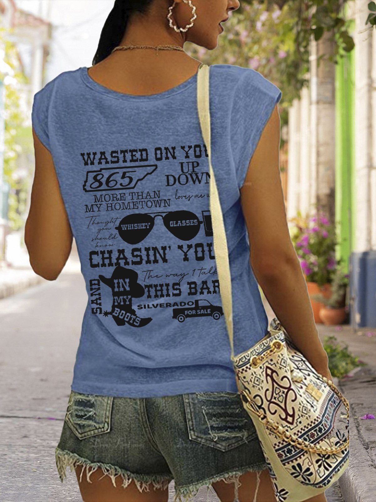 Women's Wallen Last Night We Let The Liquor Talk Pint Print Vest