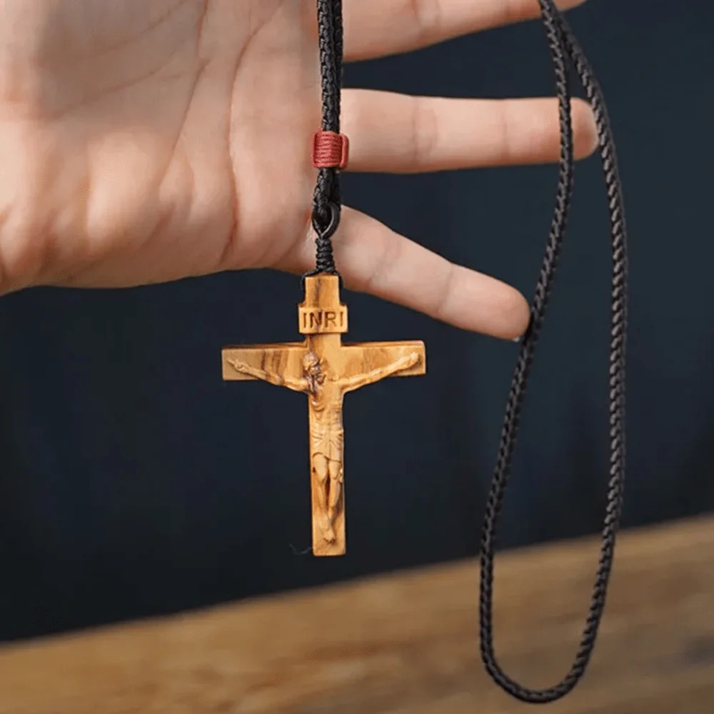️100% Handmade Jesus Cross Wooden Necklace