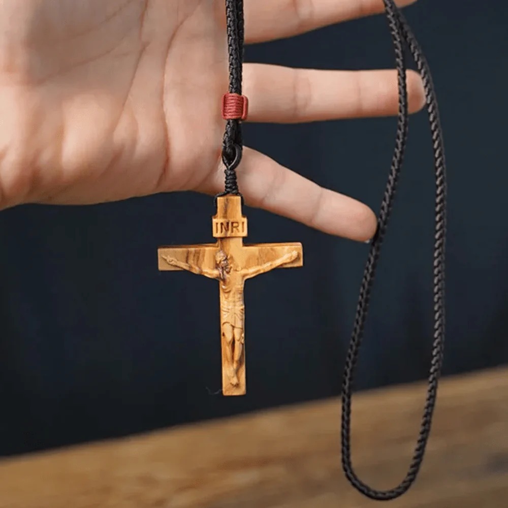️100% Handmade Jesus Cross Wooden Necklace