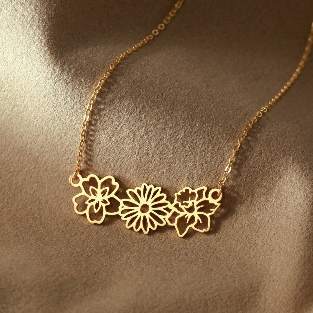 Personalized Mother's Day Dainty Adjustable Birth Flowers Family Jewelry | GC048