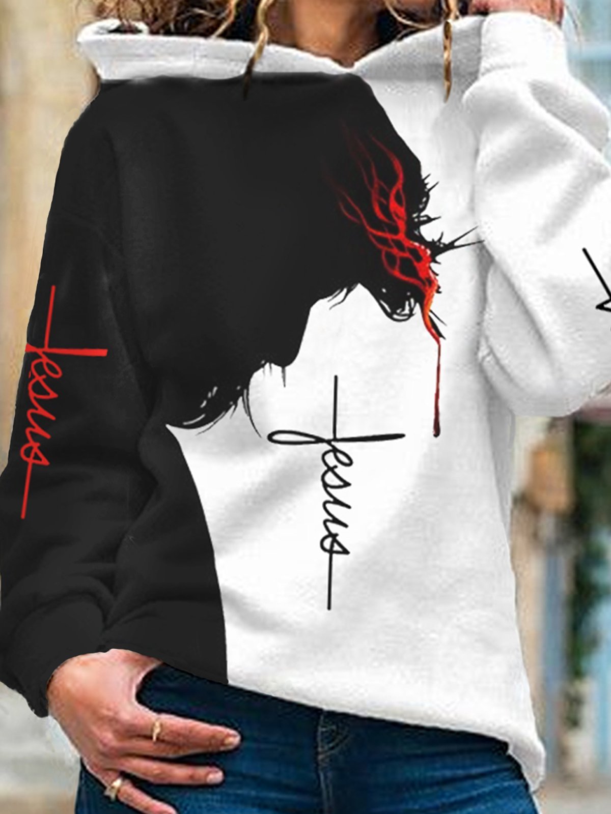 Women's Jesus Faith Contrast Color Hoodie