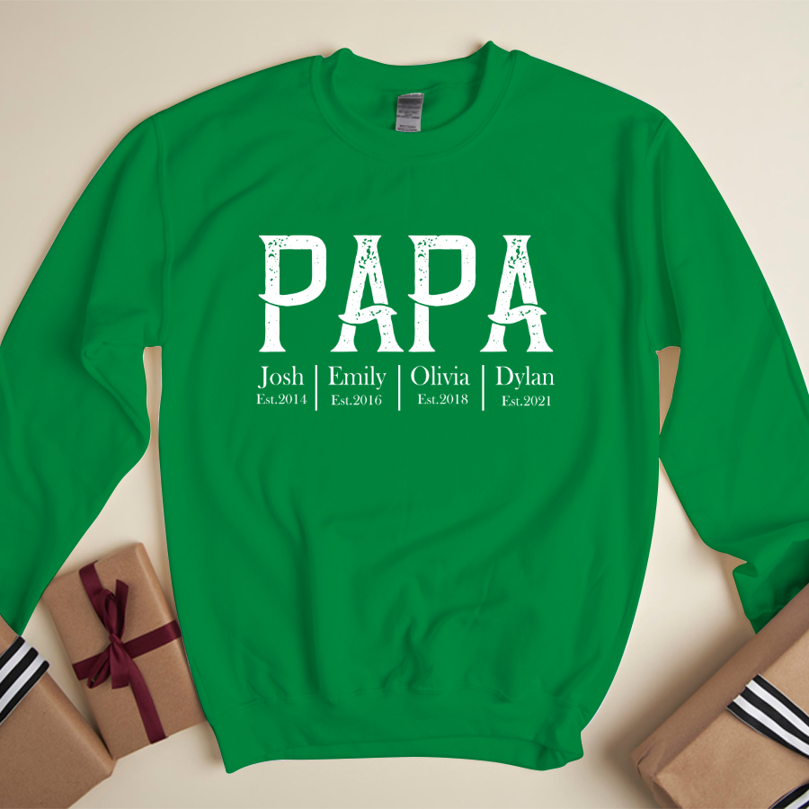 Personalized Papa Grandkids Est Sweatshirt