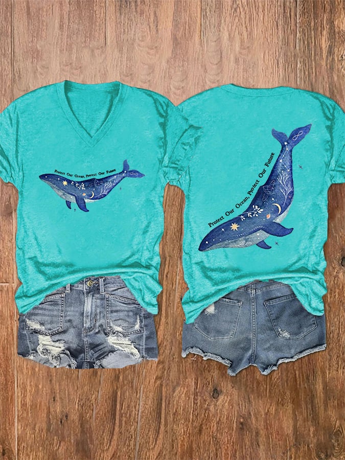 Women's Protect Our Ocean Protect Our Future V-Neck Tee