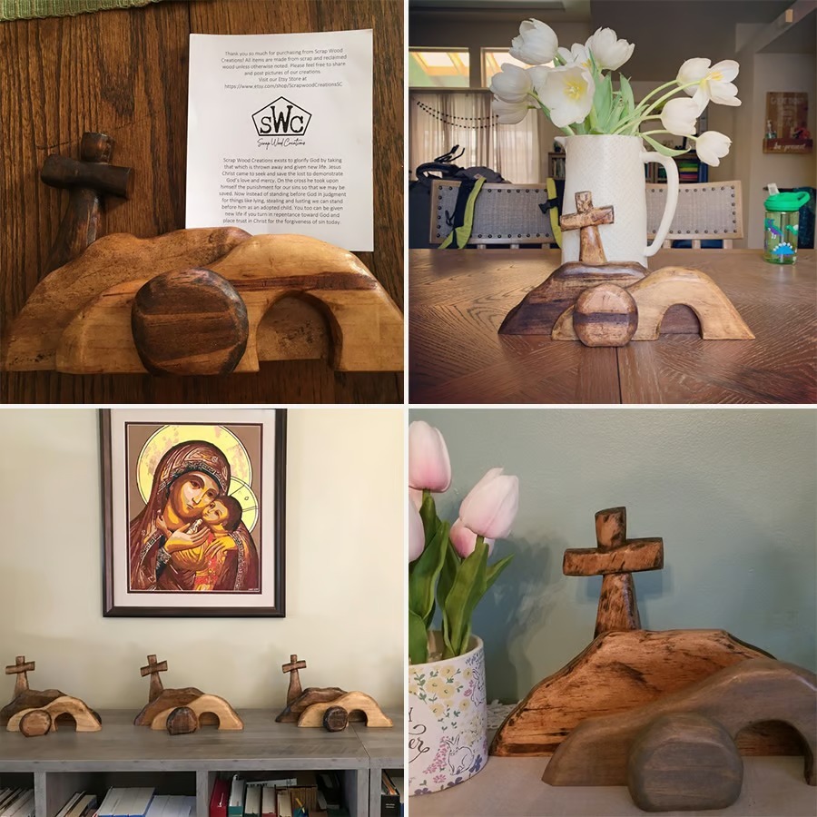 ️100% Handmade Empty Tomb Easter Scene And Cross