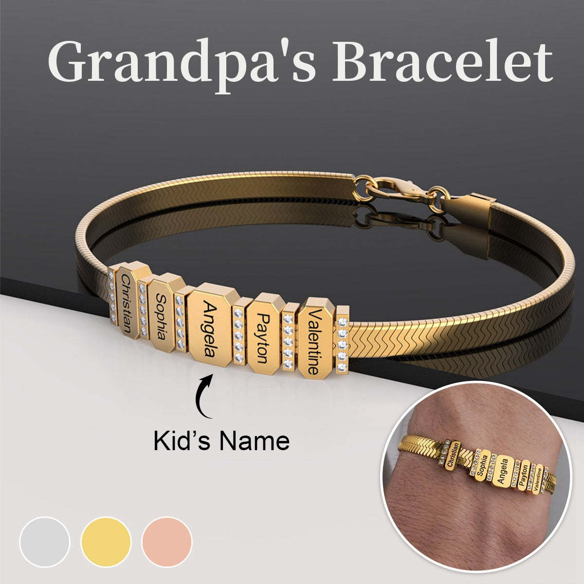 Personalised Flex Snake Chain Man's Bracelet-Gift for Dad/Grandpa