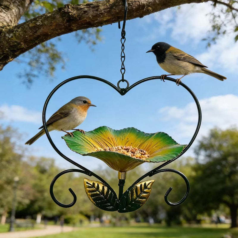 💖🐦 Heart-Shaped Bird Feeder – Floral, Hanging,Perfect for Backyard or Balcony 🏡