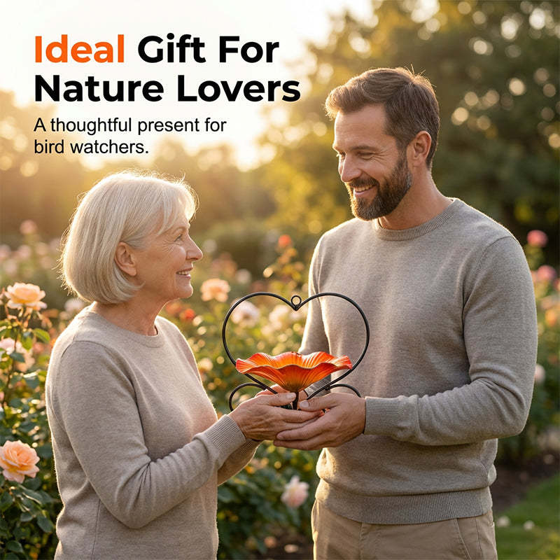 💖🐦 Heart-Shaped Bird Feeder – Floral, Hanging,Perfect for Backyard or Balcony 🏡