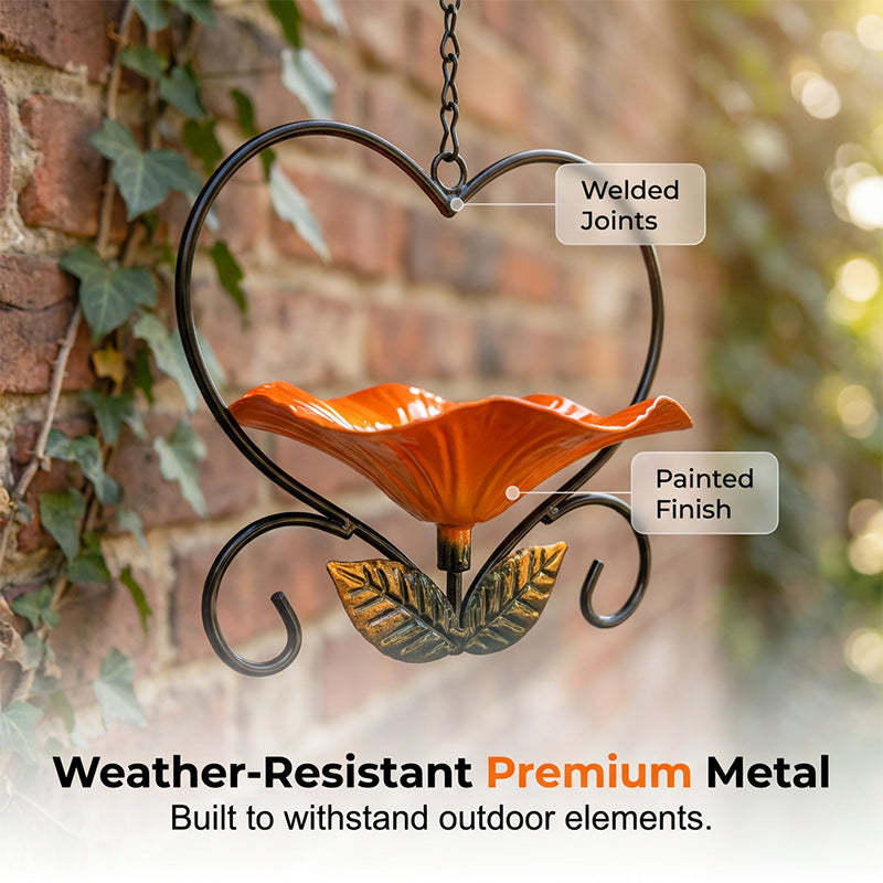💖🐦 Heart-Shaped Bird Feeder – Floral, Hanging,Perfect for Backyard or Balcony 🏡