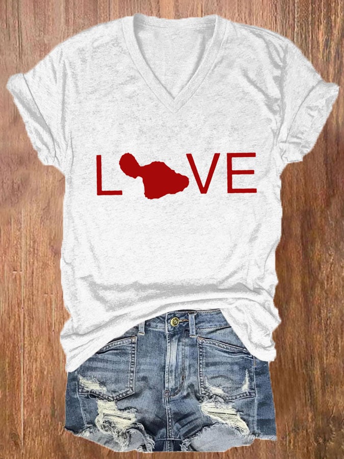 Women's Maui Strong My Heart Is With Maui Print Short Sleeve T-Shirt