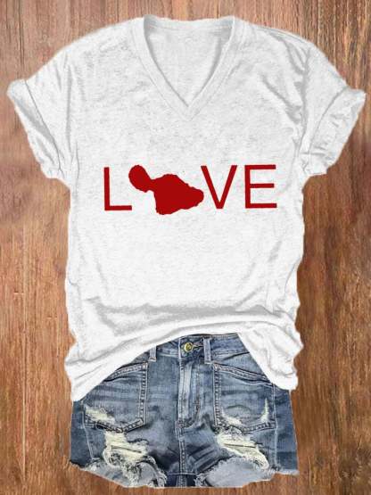 Women's Maui Strong My Heart Is With Maui Print Short Sleeve T-Shirt