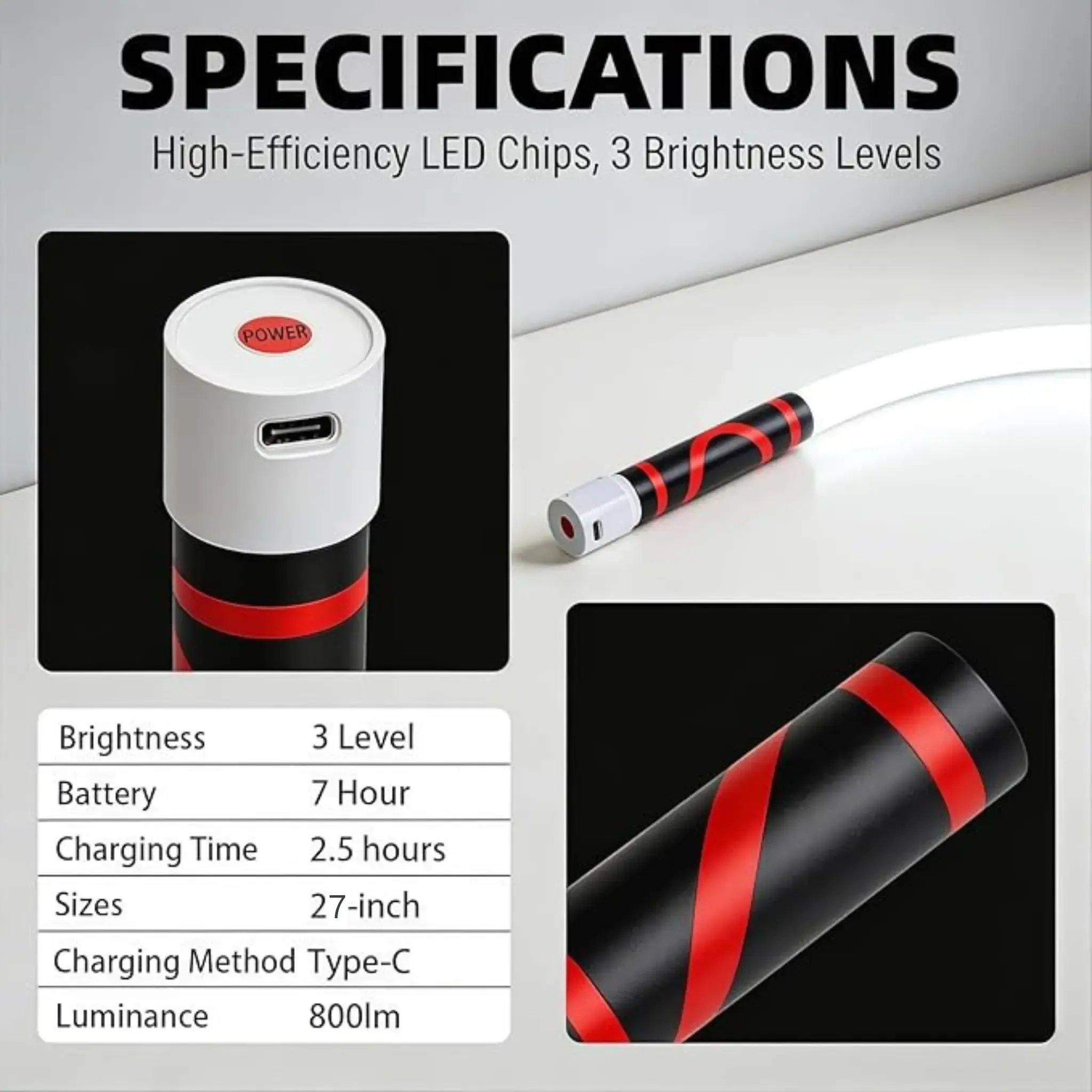 🌟 27" Flexible LED Work Light 🌟Bendable LED Flashlight Stick