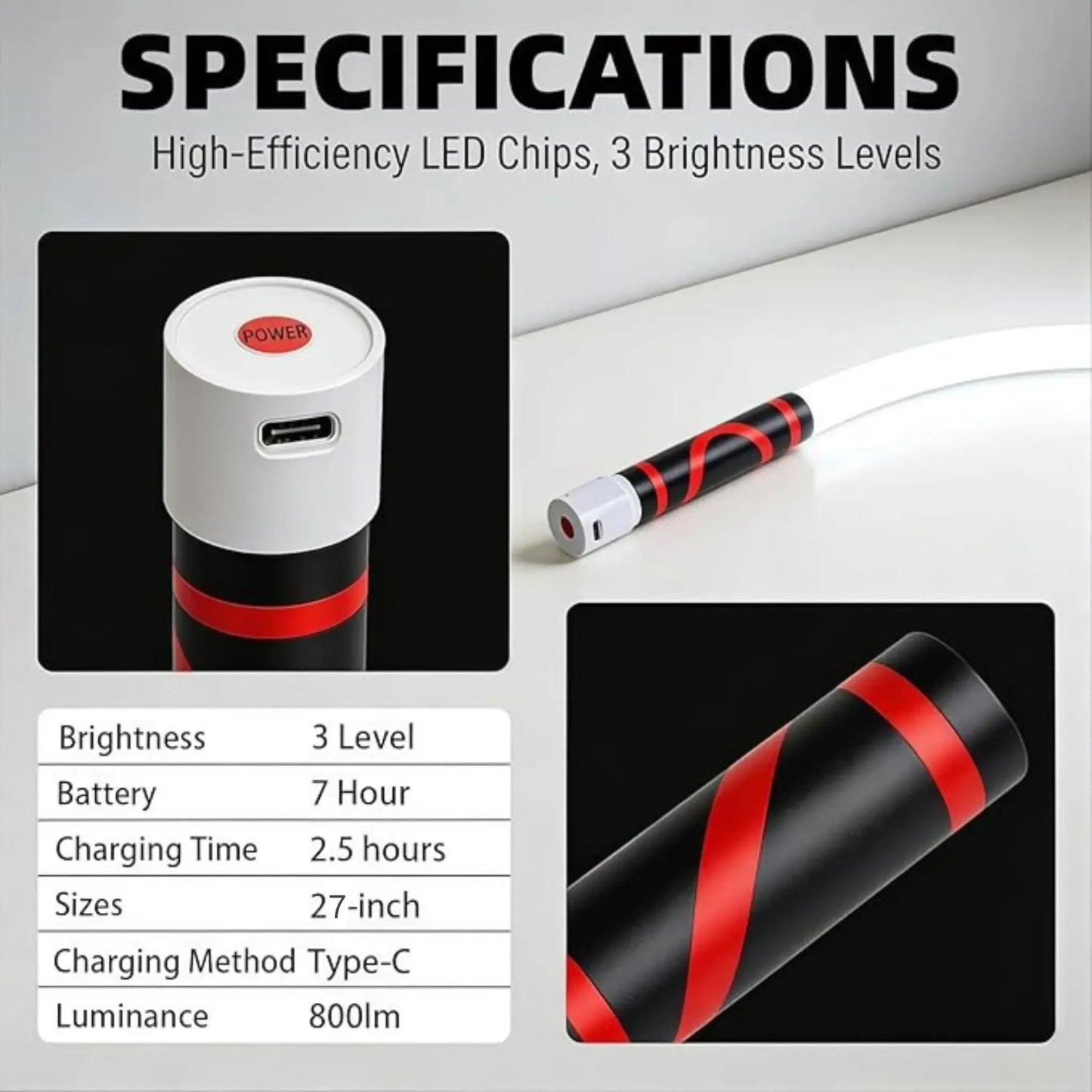 🌟 27" Flexible LED Work Light 🌟Bendable LED Flashlight Stick