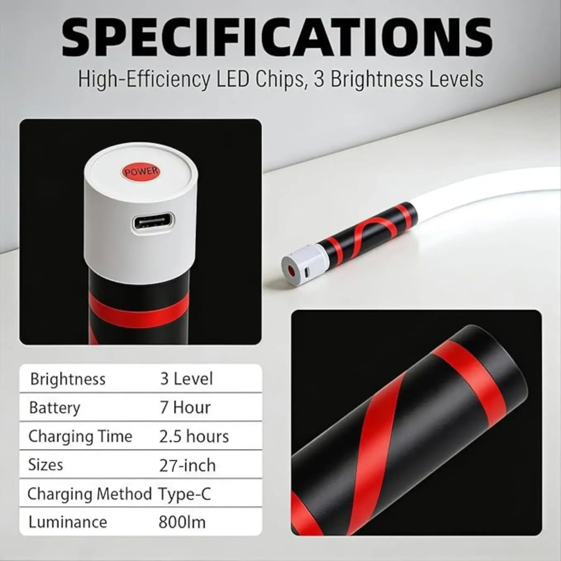 🌟 27" Flexible LED Work Light 🌟Bendable LED Flashlight Stick