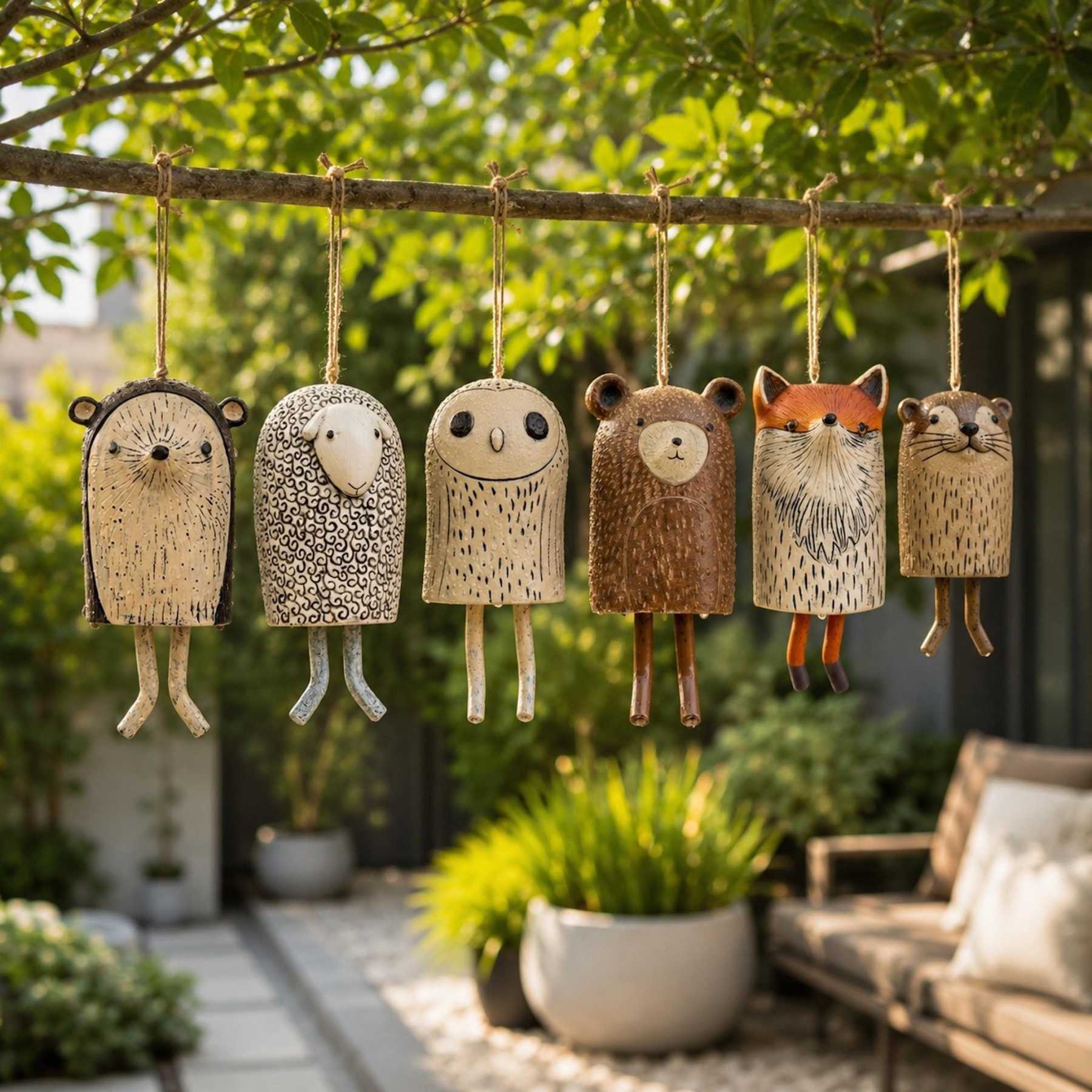 Handmade Whimsical Animal Wind Chime Ornaments