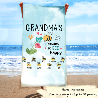 Personalized Bee Beach Towels, Bee Gifts For Fun Beekeeping Grandma And Kids, Summer Bee Beach Towels