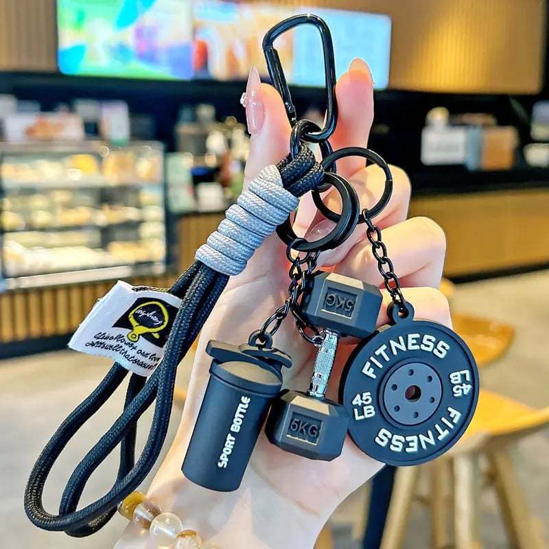💪 Fitness Keychain Set – Dumbbell, Kettlebell & Weight Plate Pendant