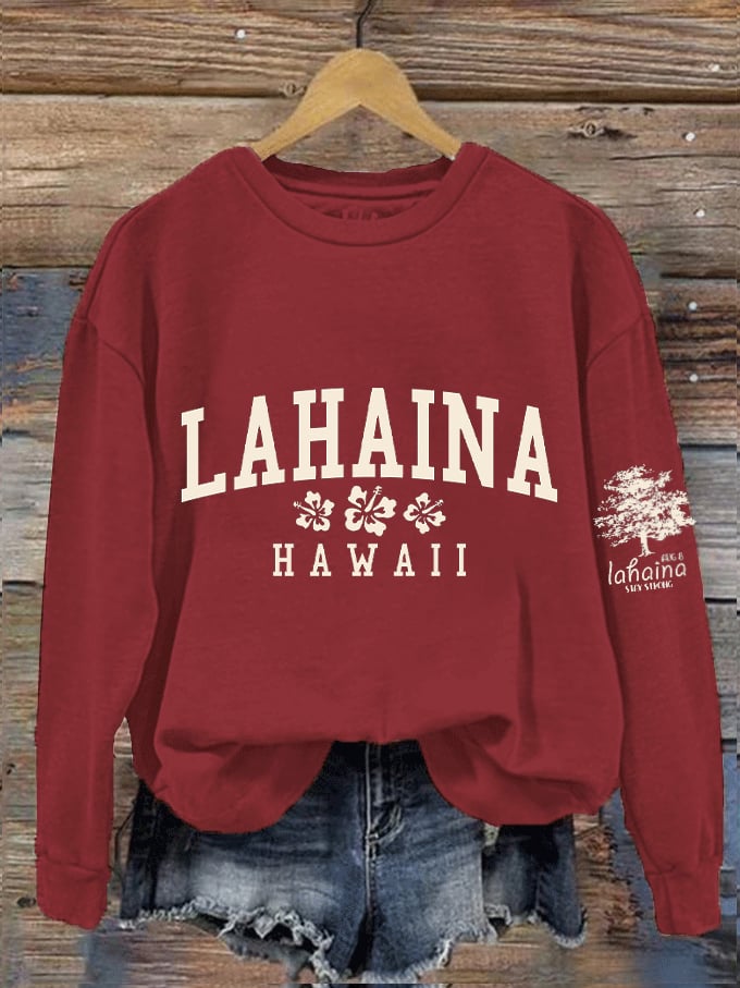 Women's Lahaina Strong Hawaii Tree of Life Aug 8 Print Sweatshirt