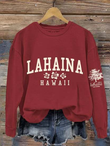 Women's Lahaina Strong Hawaii Tree of Life Aug 8 Print Sweatshirt