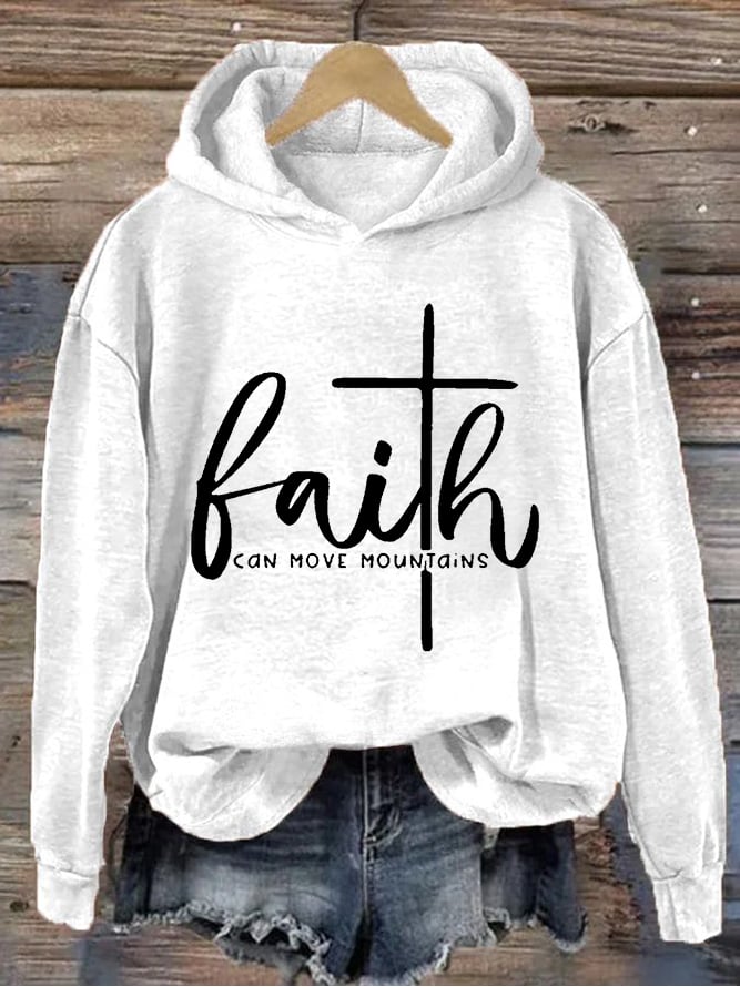 Women's Faith Can Move Mountains Cross Hoodie