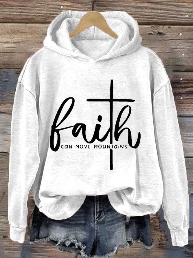 Women's Faith Can Move Mountains Cross Hoodie