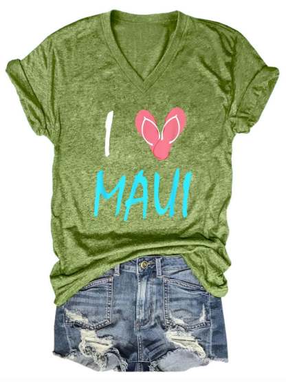 Women's I love Maui V-neck T-shirt