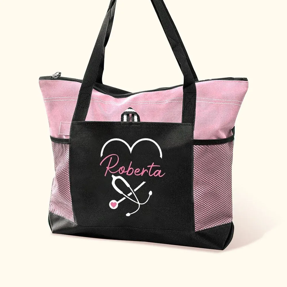 Bag Color Personalized Nurse Tote Bag with Zipper Nurse Week Appreciation Graduation Gift