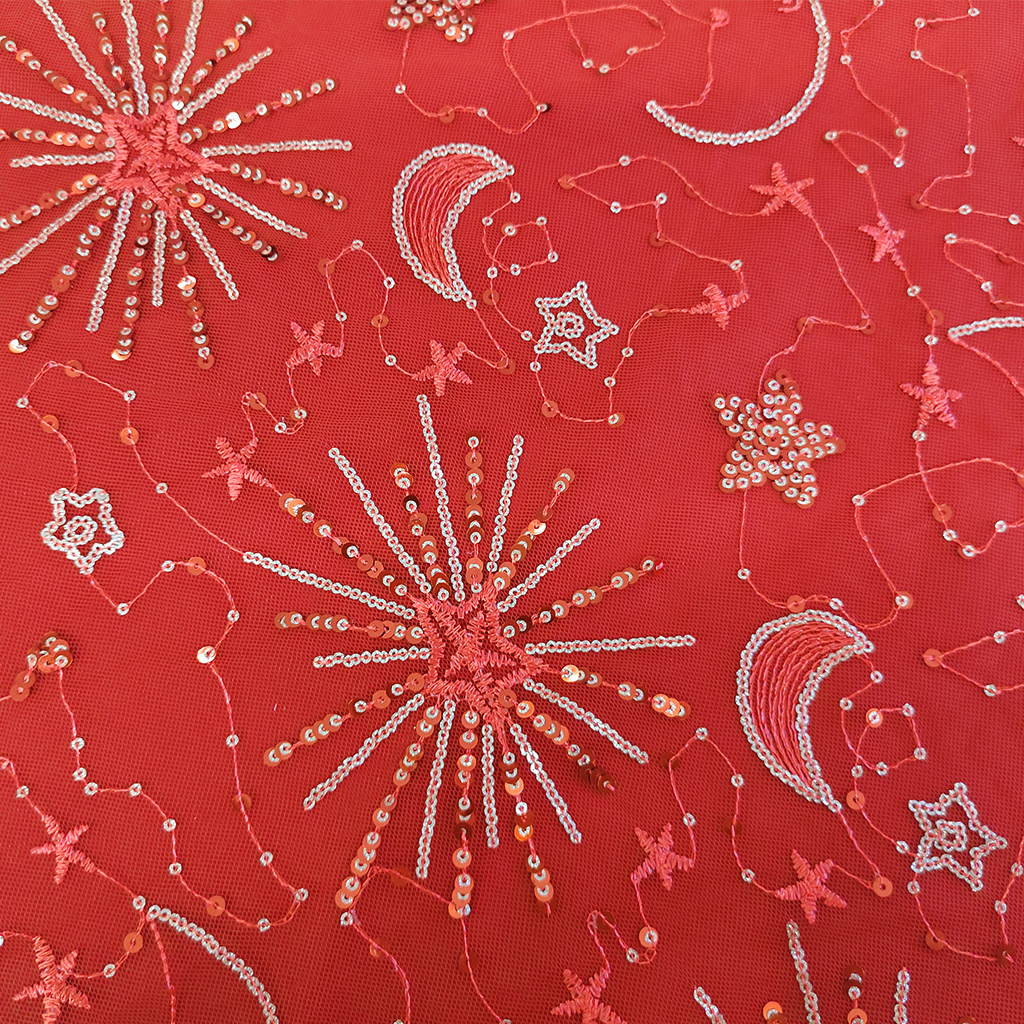 Women's Elegant Lace Mesh Sequin Embroidered Long Dress