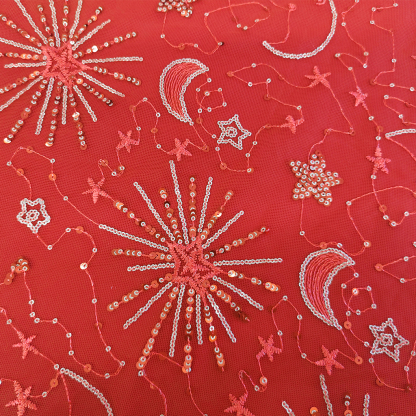 Women's Elegant Lace Mesh Sequin Embroidered Long Dress