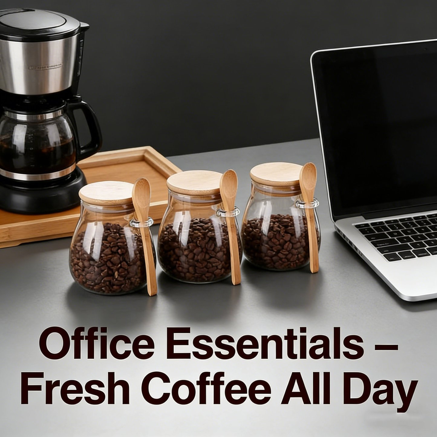 Sealed Glass Storage Jar with Bamboo Lid, Leak-Proof, Wide Mouth Design, Spoon Included 🍶🌿