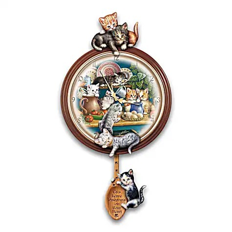 "Kitchen Capers" Cat Art Wall Clock