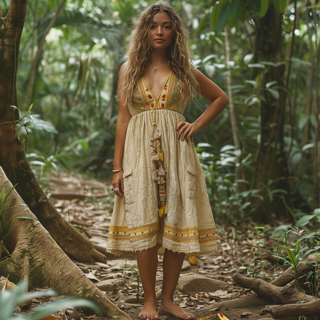 Women's Summer Retro Loose And Comfortable Bohemian Suspender Dress