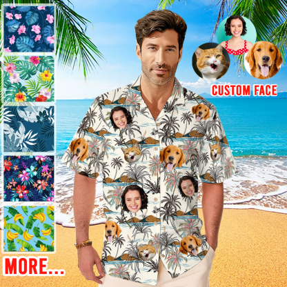 Custom Face Hawaiian Shirts Personalized Men Hawaiian Button Up Shirts Custom Face Shirts Summer Gifts Anniversary