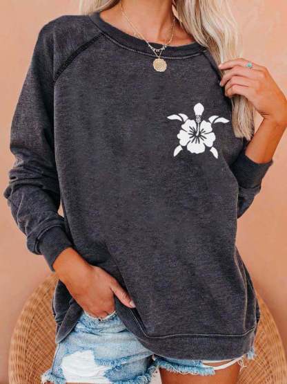 Women's Hawaiian Turtle Print Casual Sweatshirt