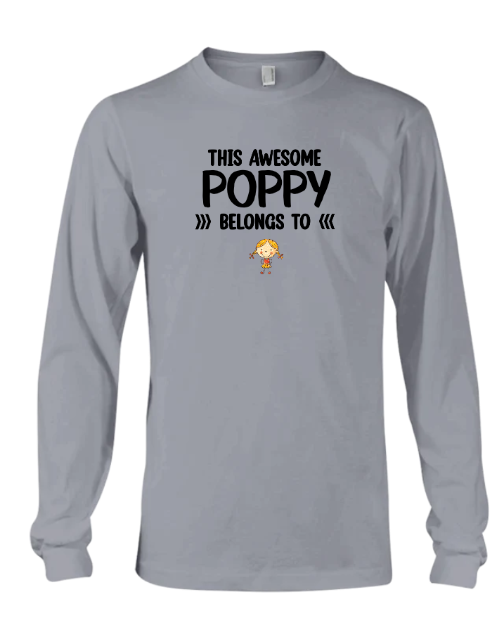 This Awesome Poppy Belongs To, Custom Poppy And Kids, Grandpa Gift TH