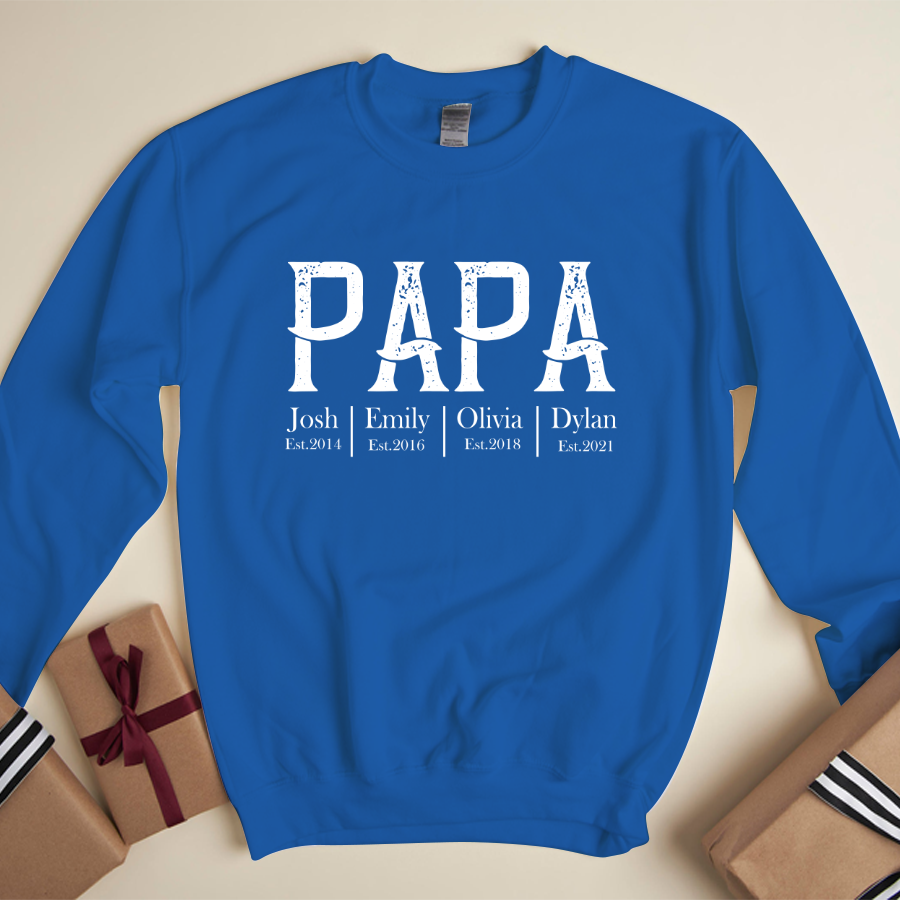 Personalized Papa Grandkids Est Sweatshirt