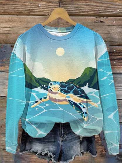 Women's Maui Sea Turtle Print Sweatshirt