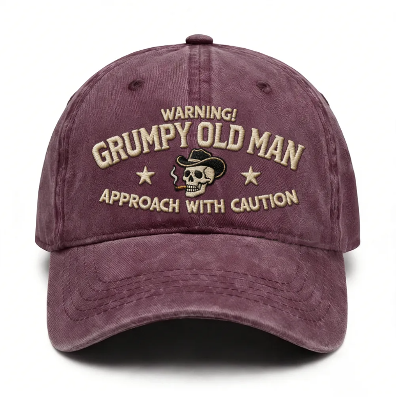 Warning Grumpy Old Man Embroidery Cap