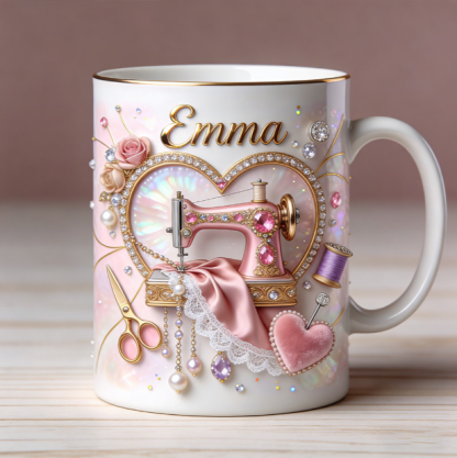 Personalized sewing machine mug