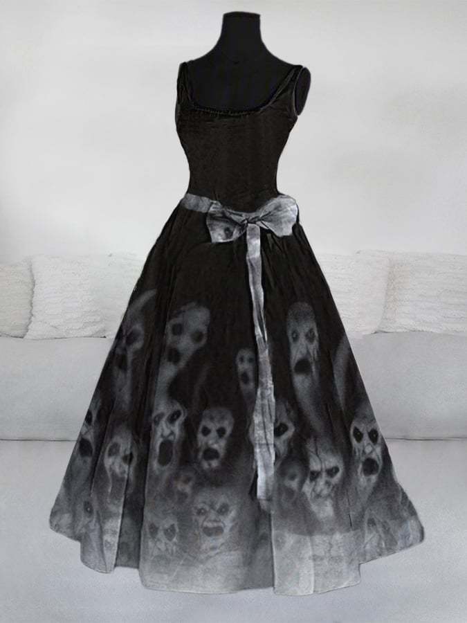 Women's Goth Vintage Print Dress(Skirt without skirt support)