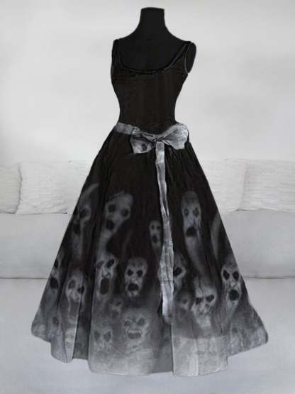 Women's Goth Vintage Print Dress(Skirt without skirt support)