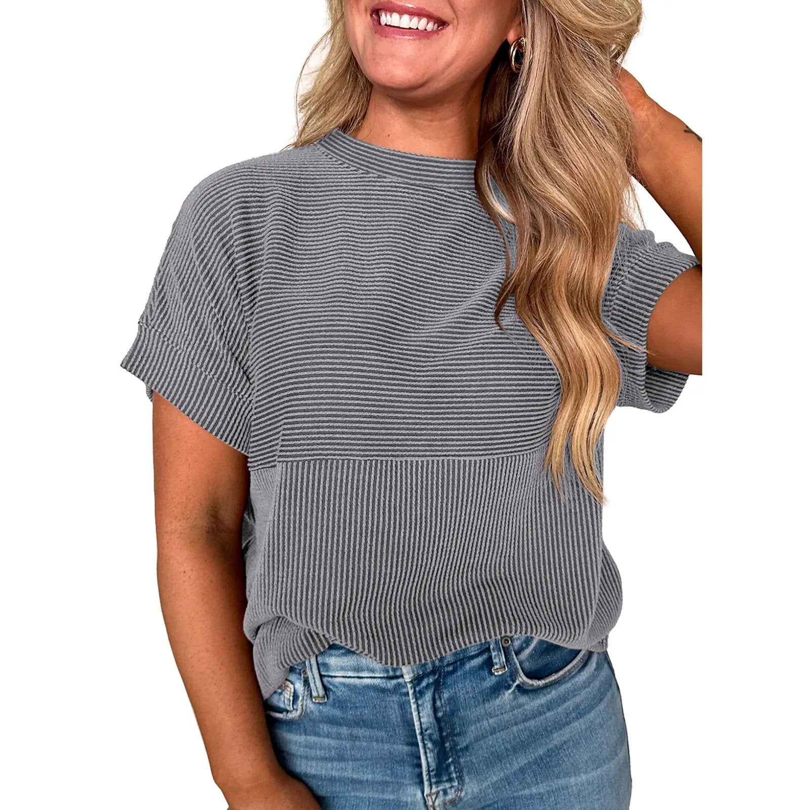 🌞 Women's Solid Short Sleeve Striped T-Shirt | 2026 Summer Collection 🌞